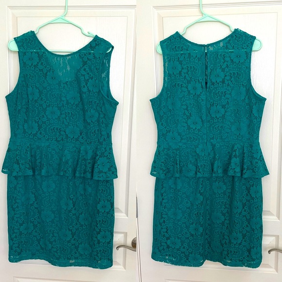 Studio One Dresses & Skirts - Studio One NY Emerald Lace Peplum Dress